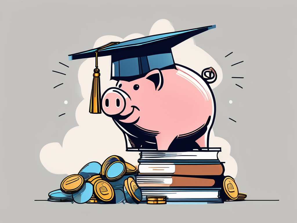 A piggy bank with a graduation cap