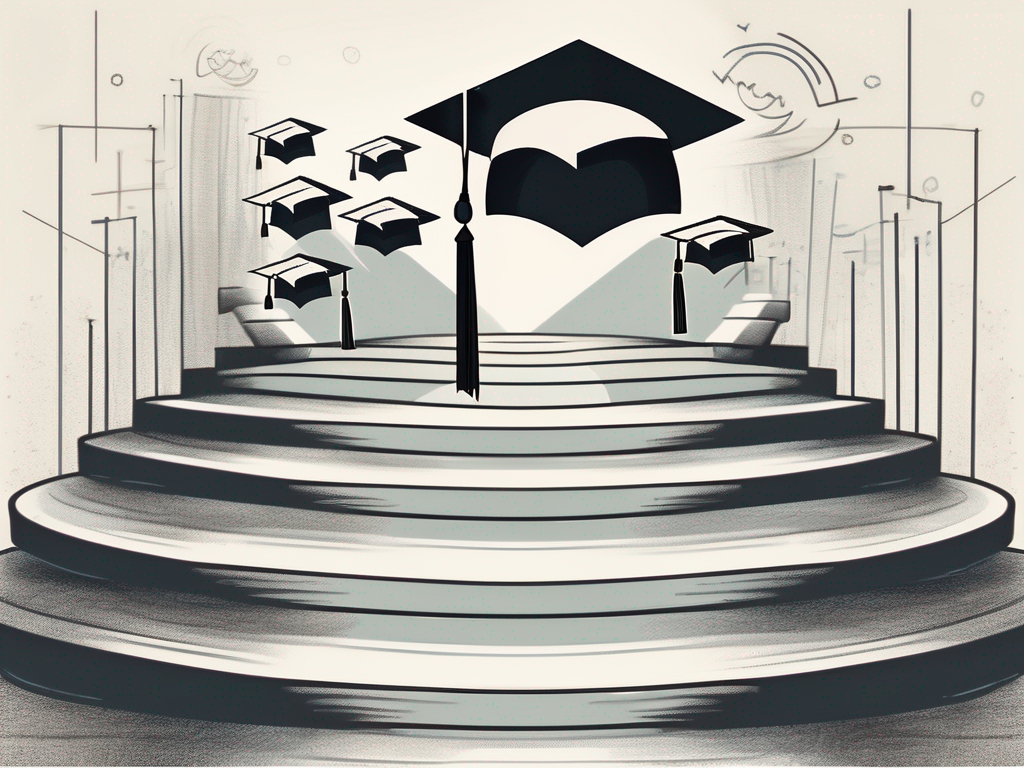 A pathway with nine steps leading towards a graduation cap (representing the ipgce)