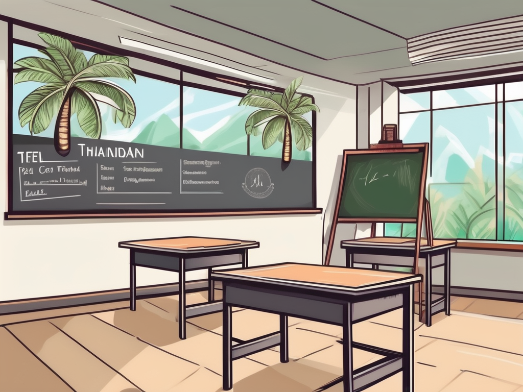 A classroom setting with a blackboard