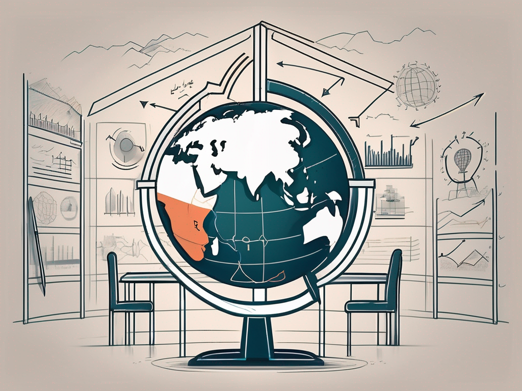 A classroom setting with a globe highlighting the united arab emirates