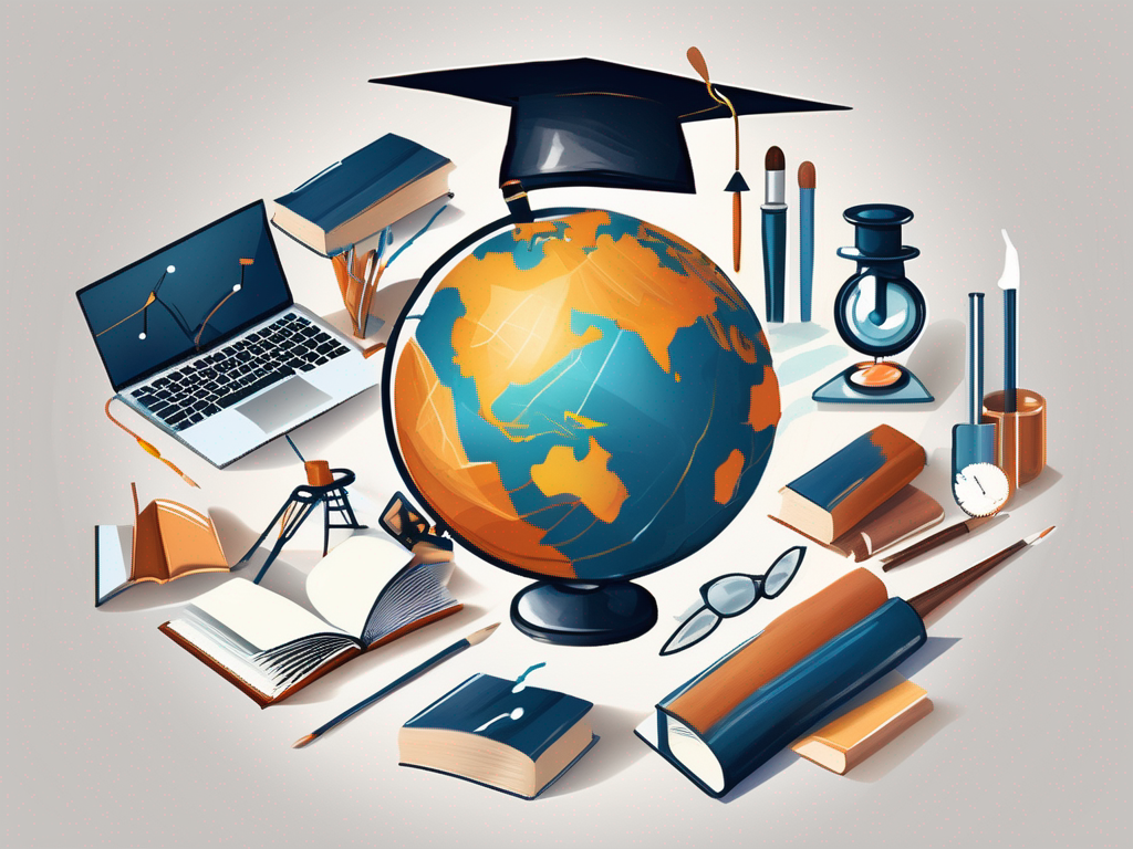 Seven different educational tools such as books