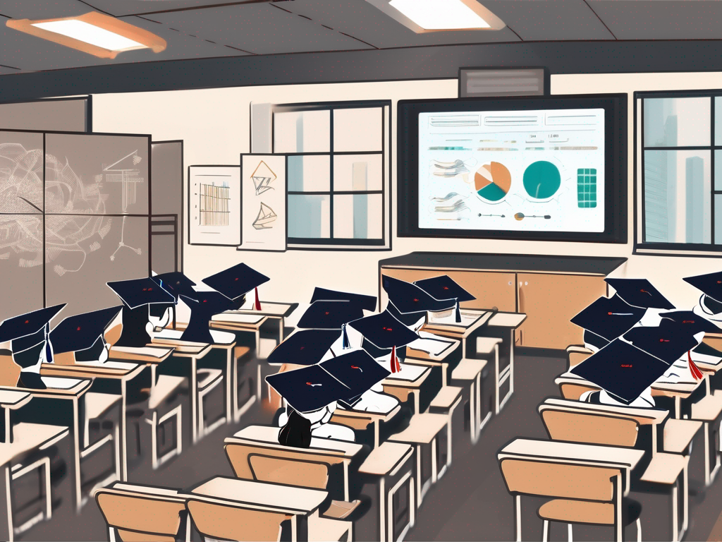 A classroom setting in hong kong with an iqts (intelligent quotient testing system) displayed on a screen