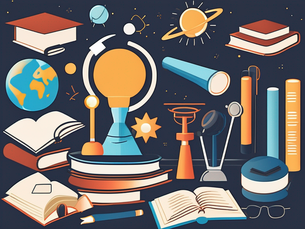 A diverse collection of educational tools like books