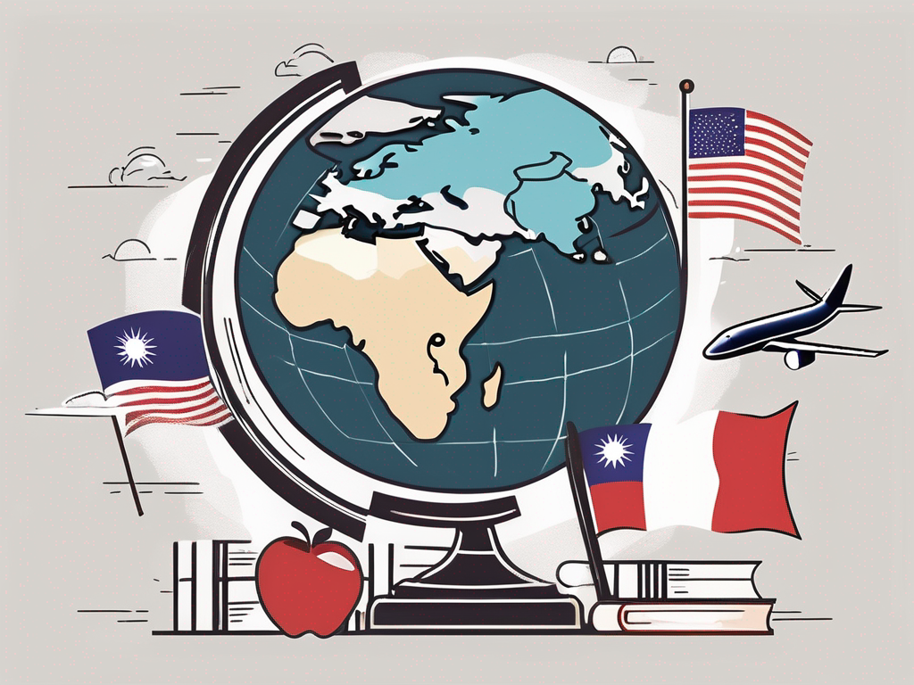 A classroom setting in dubai with various educational tools and elements symbolizing challenges and strategies