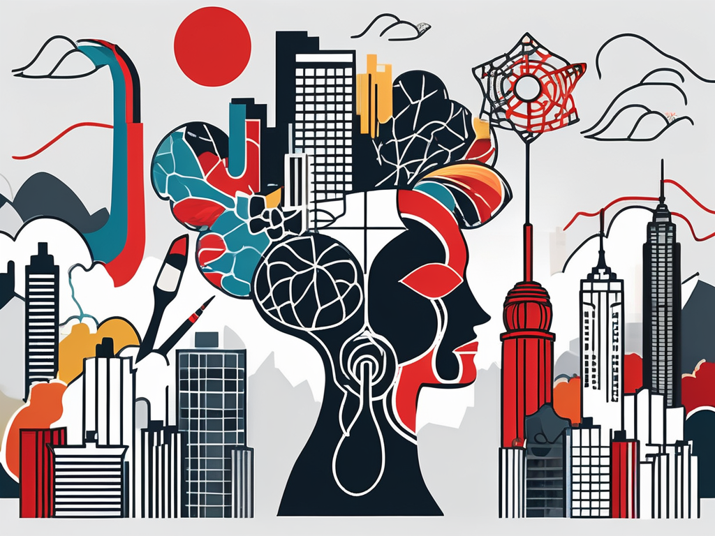 Four distinct sections representing different artistic and humanistic elements