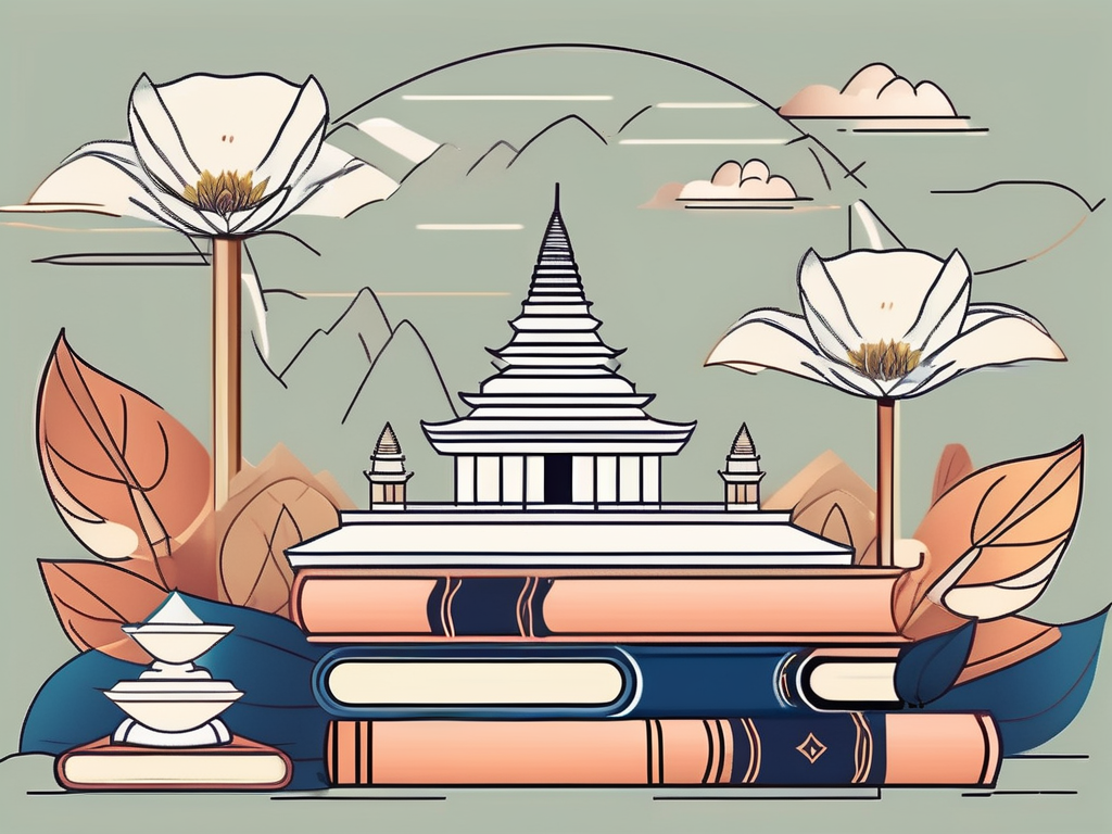 A collection of educational tools such as a graduation cap