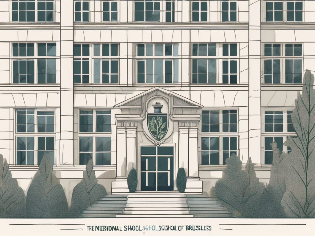 The international school of brussels building with symbols of various academic disciplines (like a microscope for science