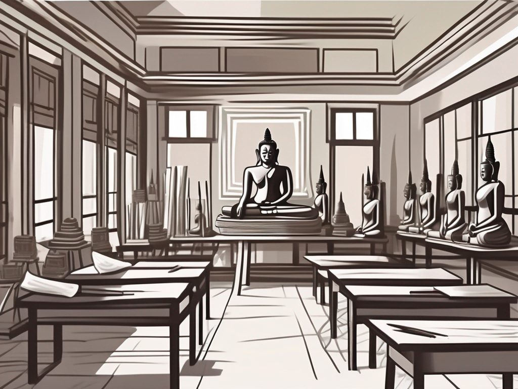 Traditional vietnamese art tools like paintbrushes