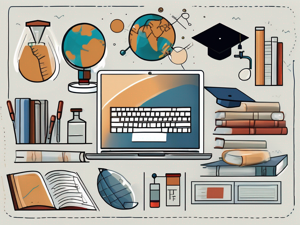 A diverse collection of educational tools such as a laptop