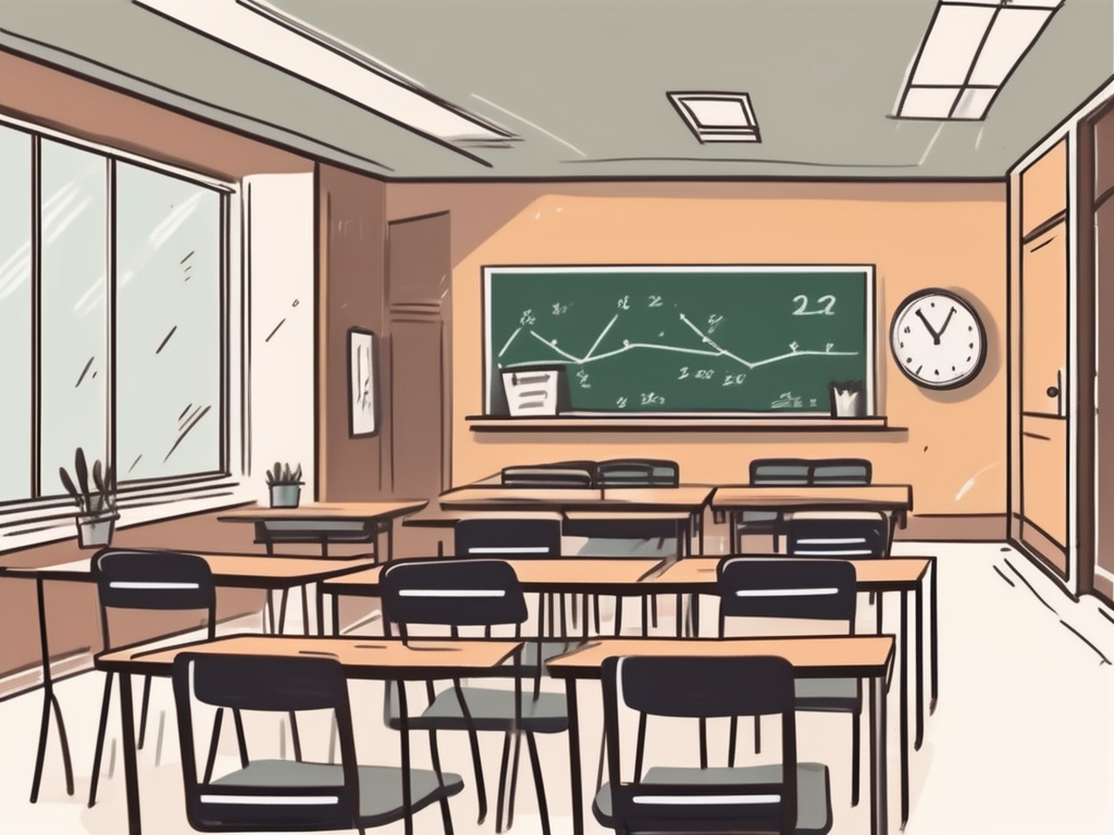 A classroom setting in hong kong with empty chairs and desks