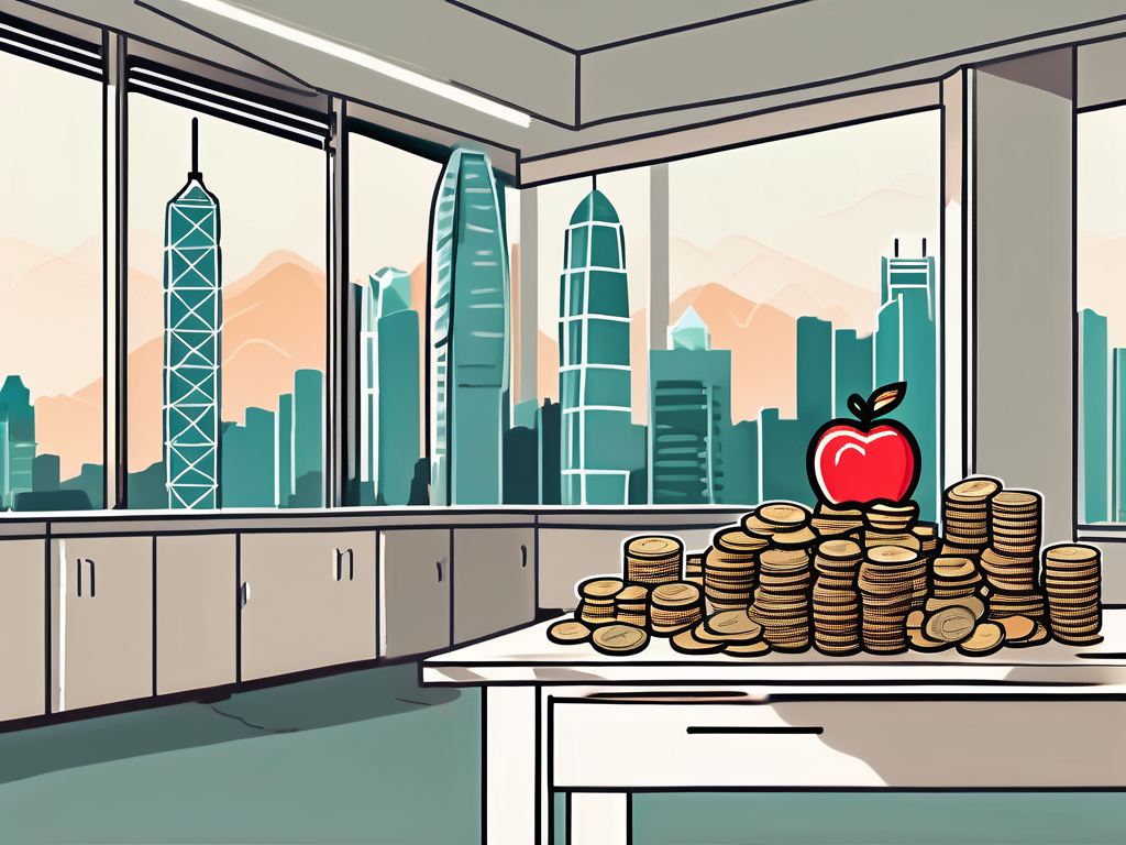 A classroom setting in hong kong with a view of the city skyline