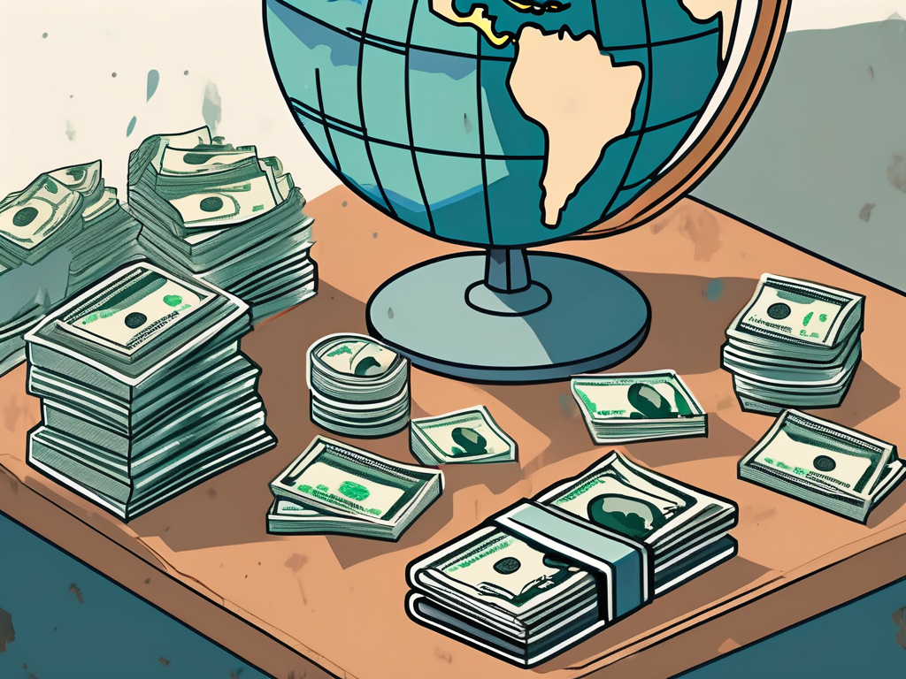 A classroom setting with a desk full of teaching materials