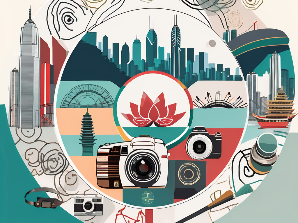 A classroom setting with a view of the hong kong skyline in the background