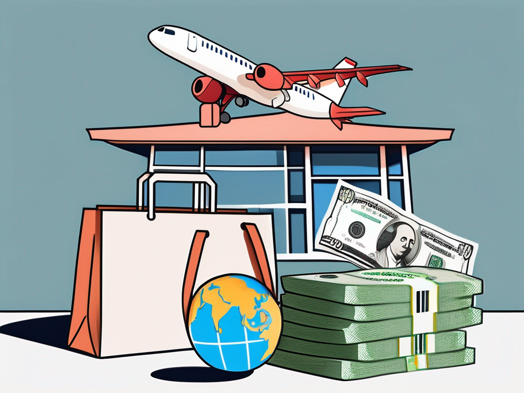 A stack of south korean won notes next to some common items representing living expenses