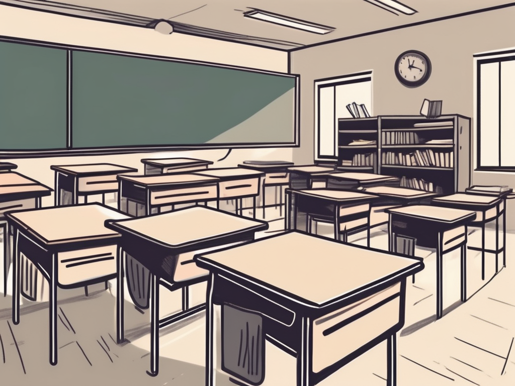 A classroom setting with various teaching tools and devices