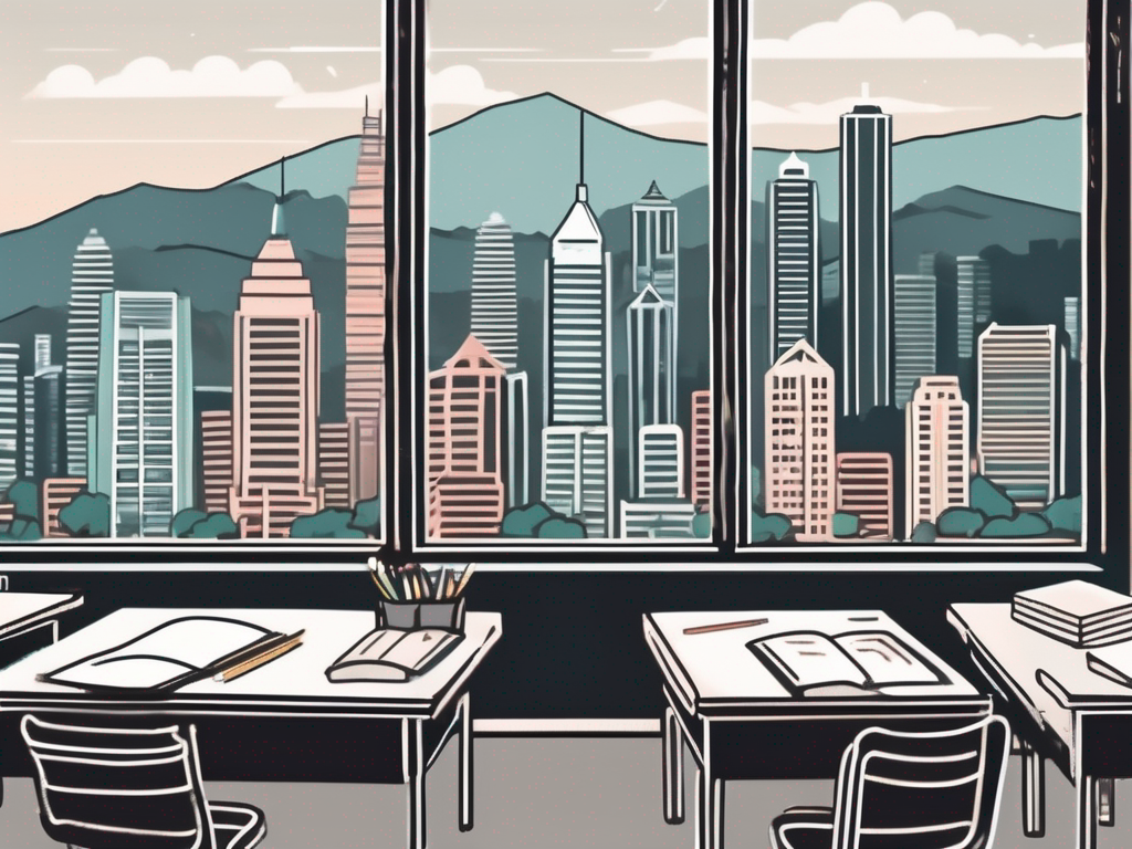 A classroom scene in hong kong with a chalkboard