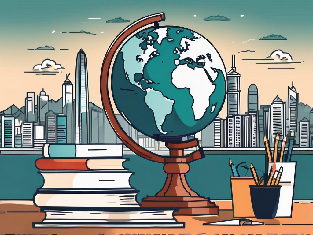 A variety of international school-related items such as textbooks