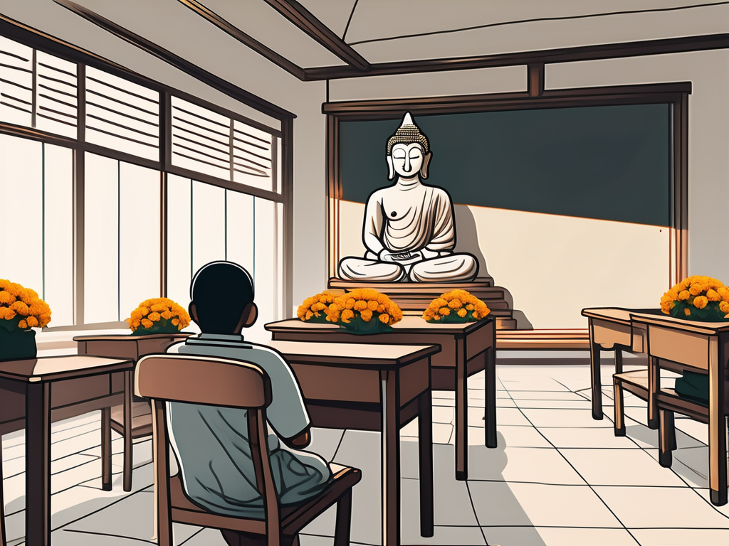 A typical thai classroom setting with desks