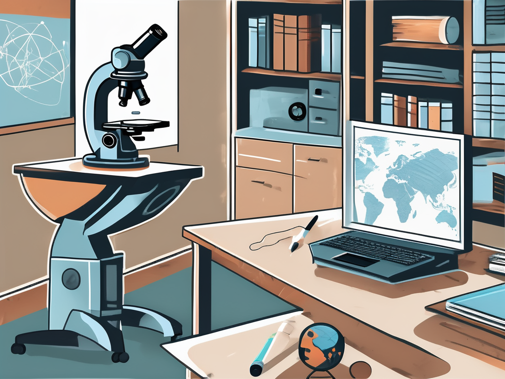 A classroom scene with various educational tools and elements symbolizing the different teaching standards at the ipgce