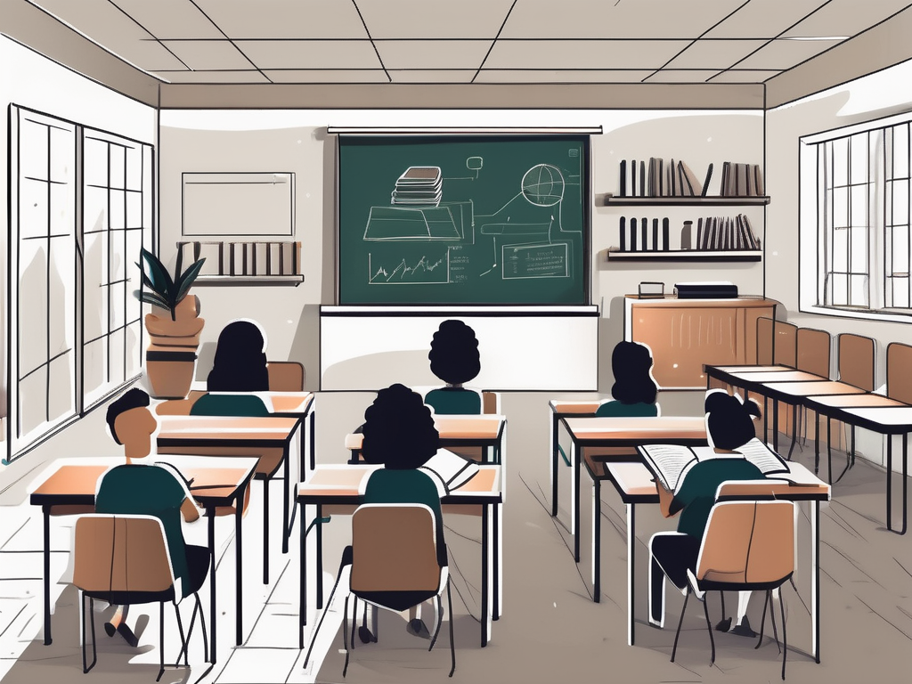 A classroom setting with diverse educational tools and a globe