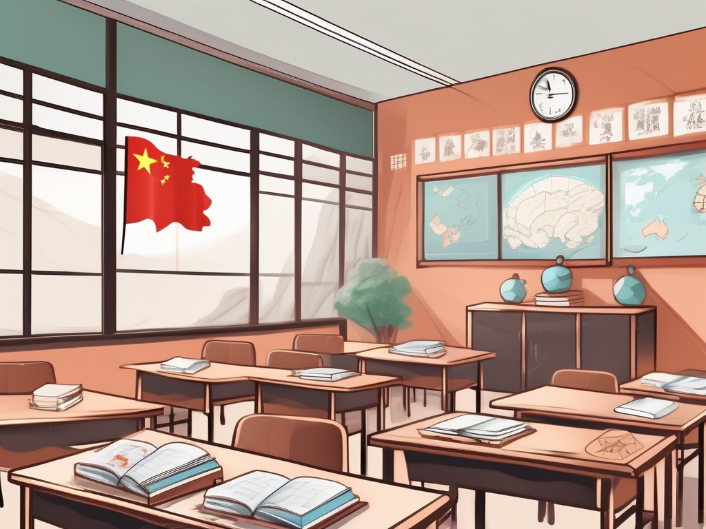 A classroom setting in china filled with various educational tools and resources