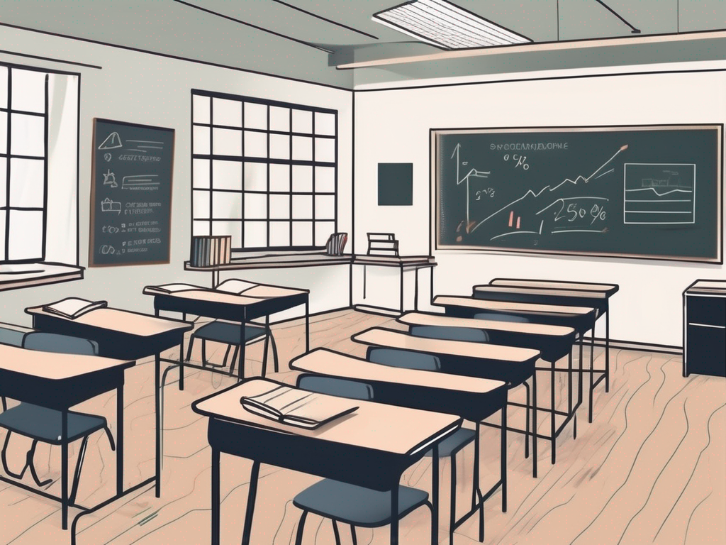 A classroom setting in singapore with empty desks