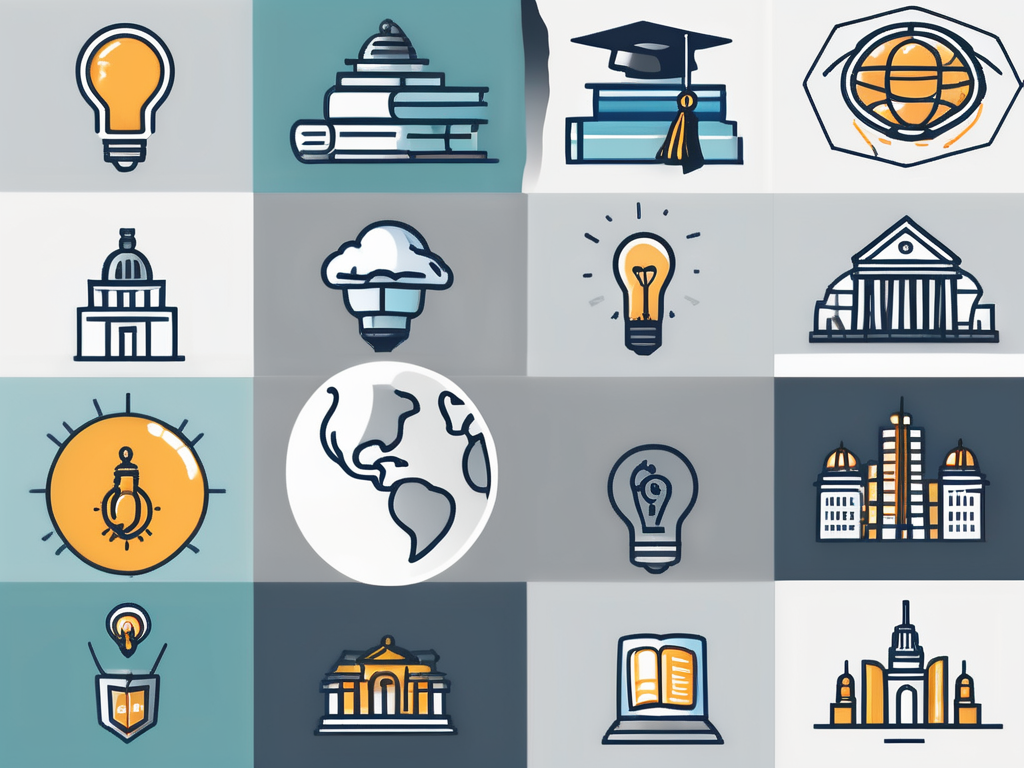 Four symbolic icons representing modern teaching techniques such as a digital tablet