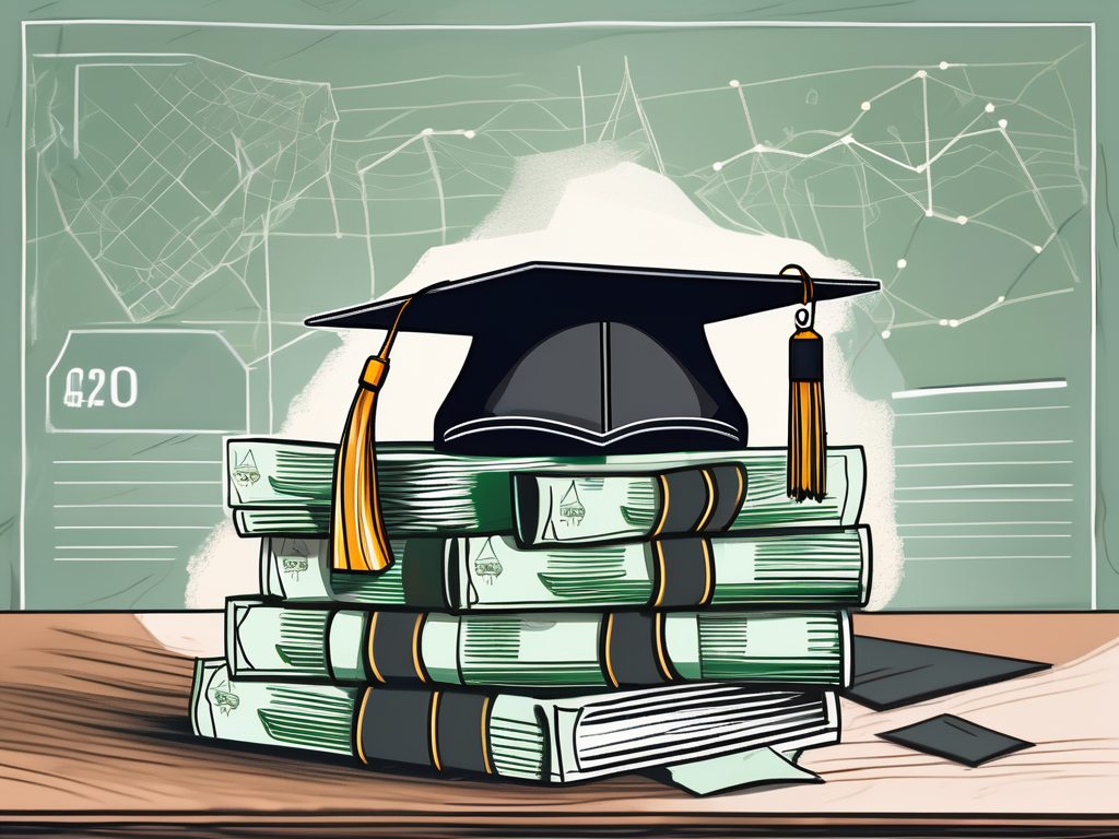 A graduation cap sitting on top of a stack of malaysian ringgit bills