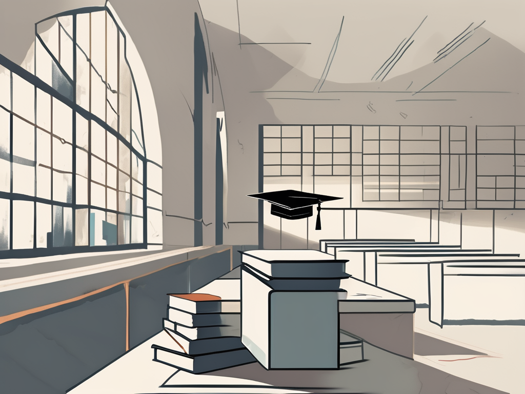 A classroom setting with traditional chinese architecture in the background