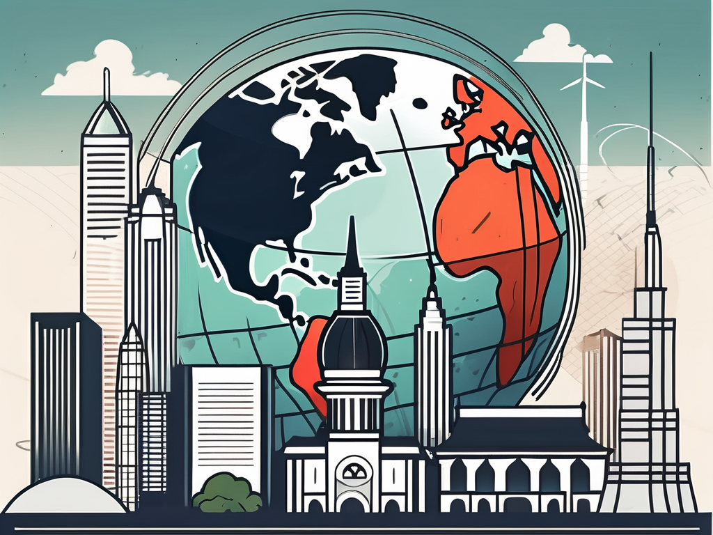 A malaysian city skyline incorporating iconic landmarks