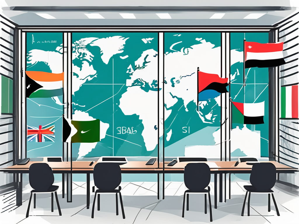 A classroom setting with scattered books