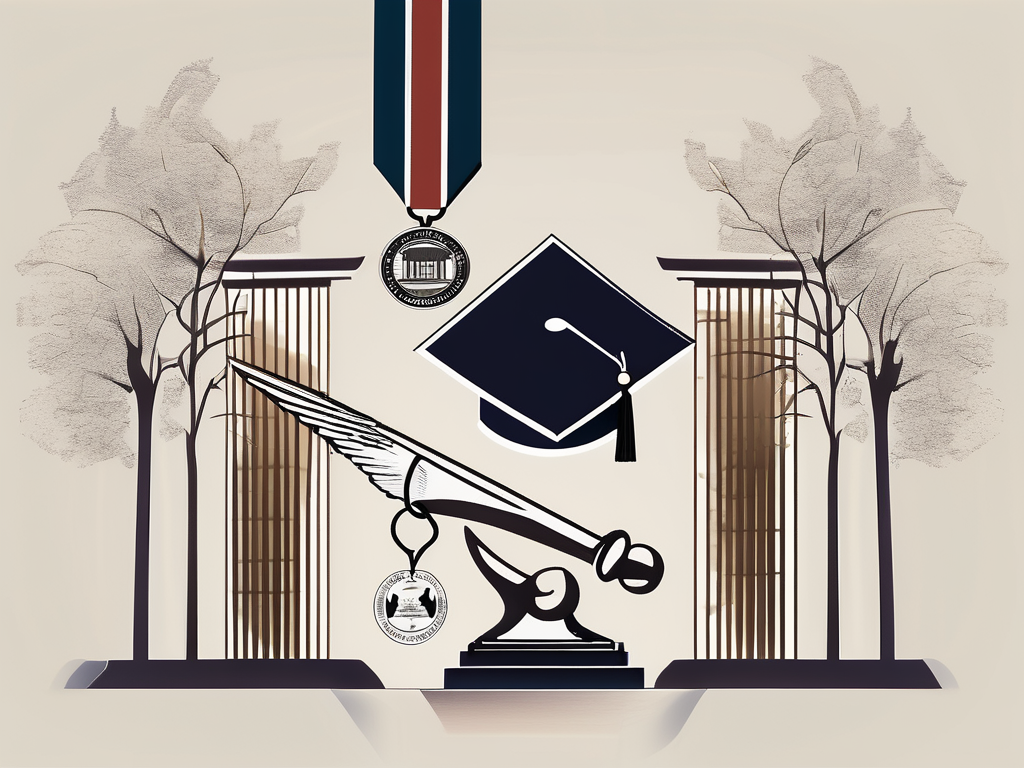 A symbolic scale balancing a diploma and a medal
