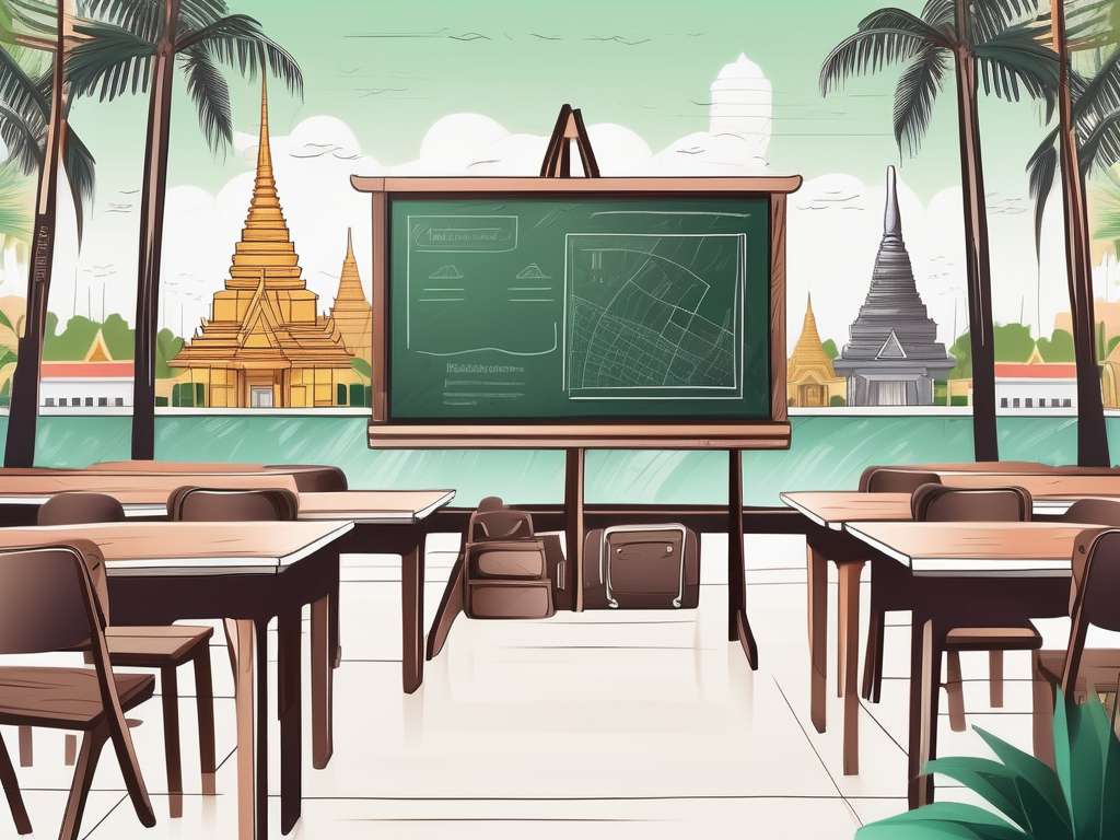 A classroom setting with thai cultural elements