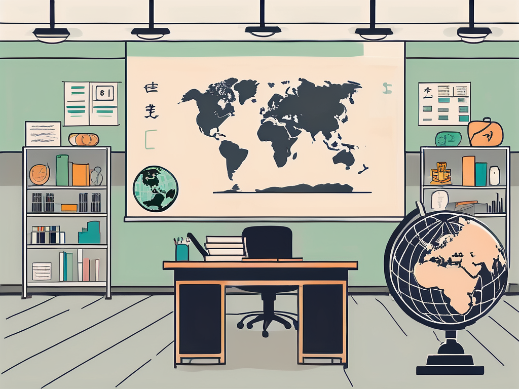A classroom setting in china with various educational tools and resources
