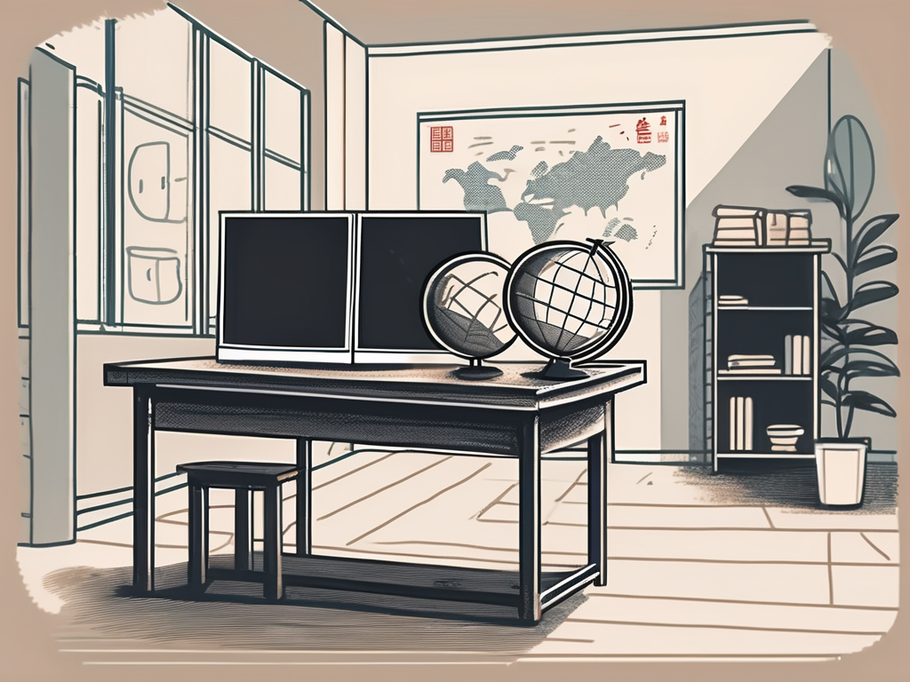 A classroom setting in singapore with various symbols of stem (science