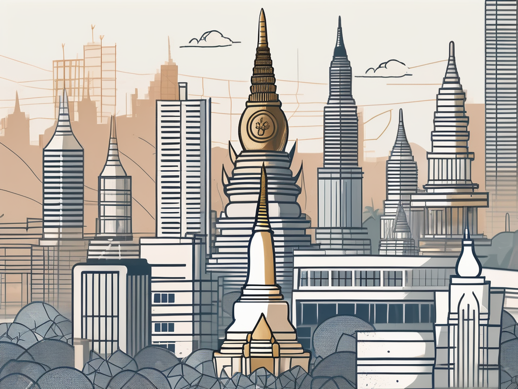 A thai cityscape with prominent educational buildings