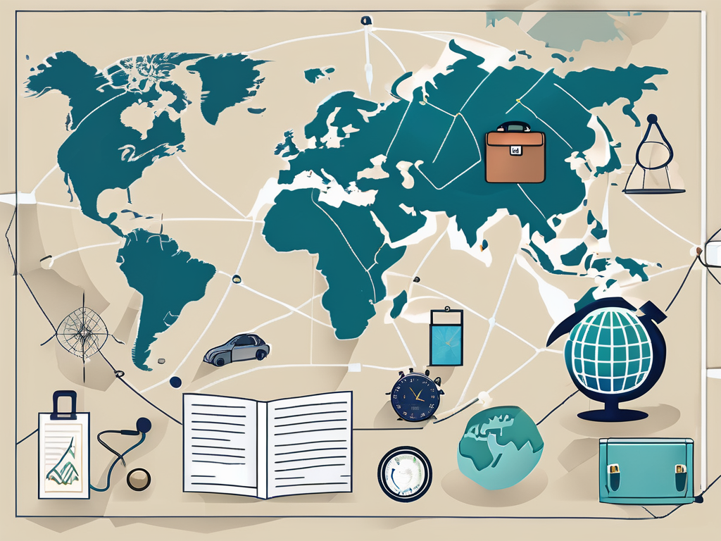 Various symbolic objects representing teaching resources such as a job board