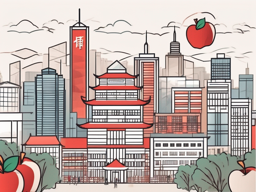 A skyline of a bustling chinese city