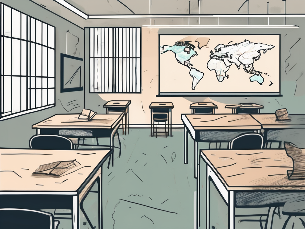 A classroom setting in singapore with a globe