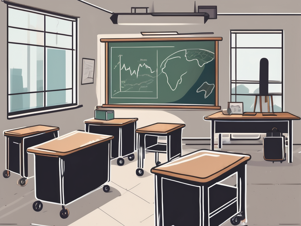 A modern school building in dubai with a background featuring iconic landmarks like the burj khalifa