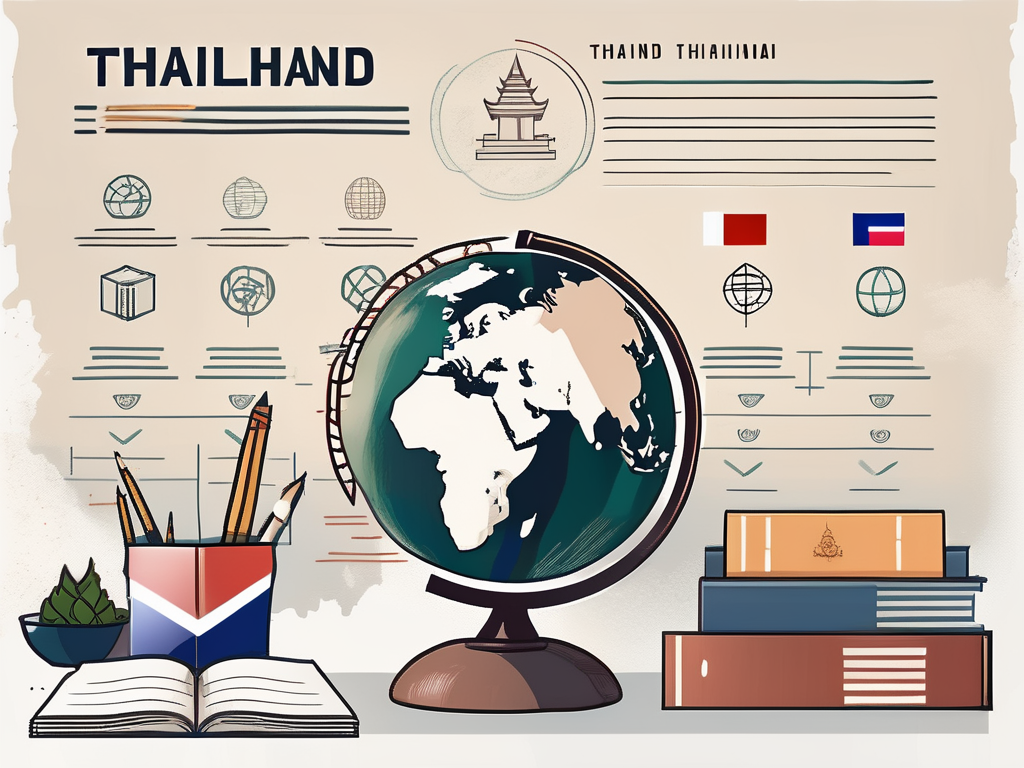 A classroom setting with thai cultural elements