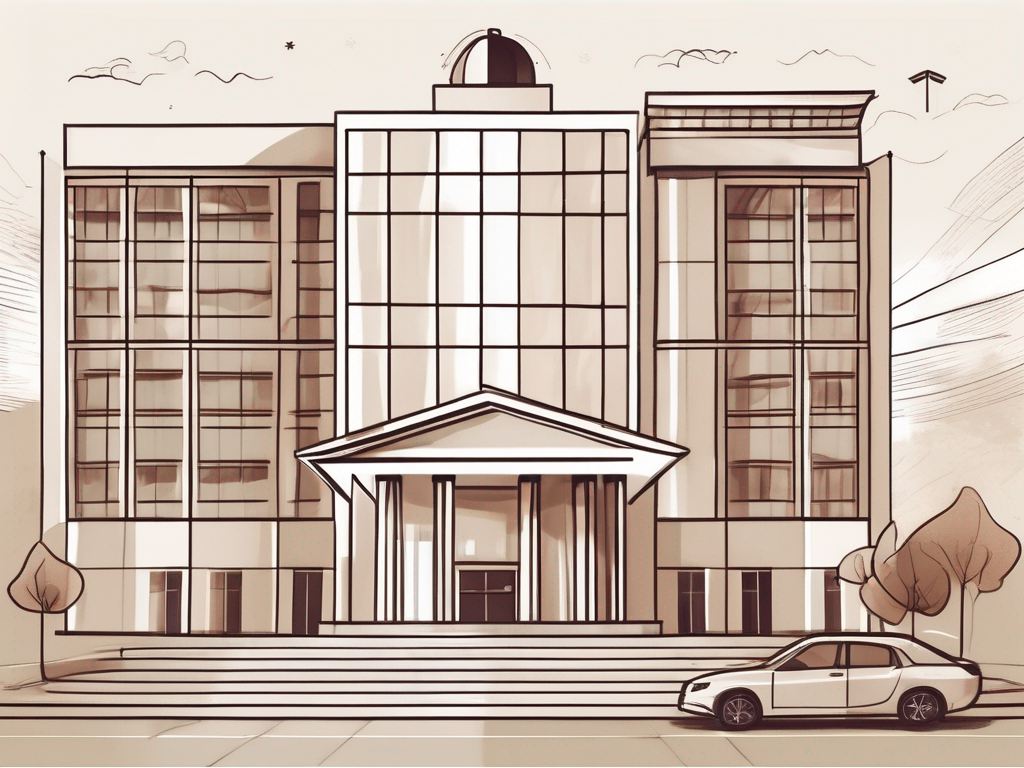 A french international school building with various educational symbols like books