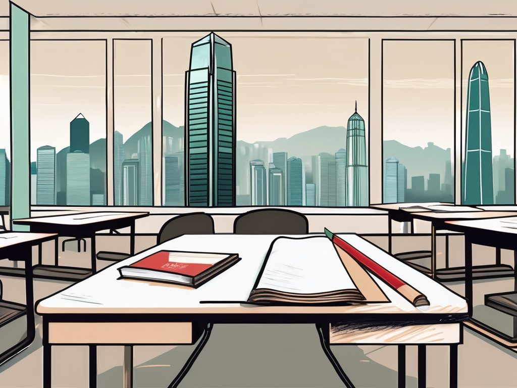 A landscape featuring iconic hong kong skyscrapers