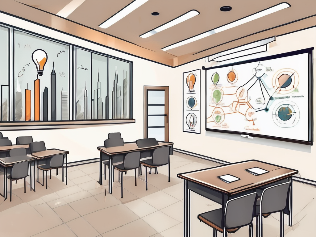 A classroom setting in dubai with an iqts (interactive quality teaching strategies) board