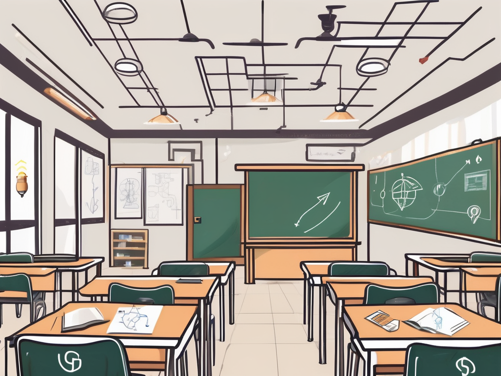 A classroom in hong kong with an iqts (interactive qualitative teaching system) prominently displayed