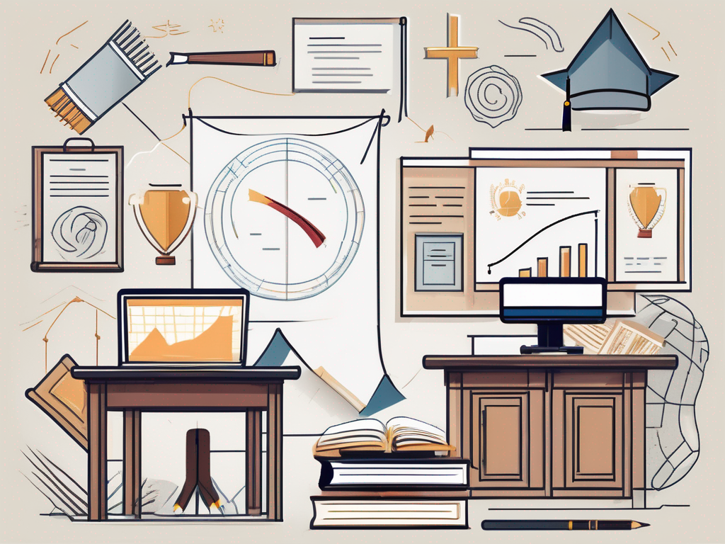 A classroom setting with diverse educational tools and symbols representing thailand and the philippines