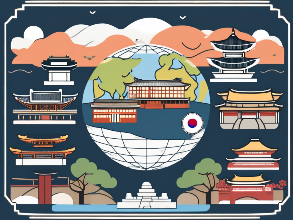 Various iconic south korean landmarks like the n seoul tower