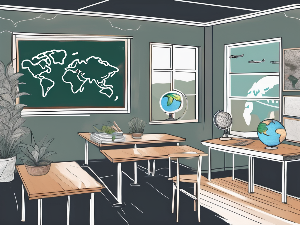 An international school building in the netherlands with various educational symbols like books