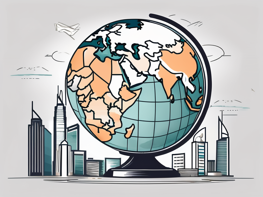 A classroom setting with a globe