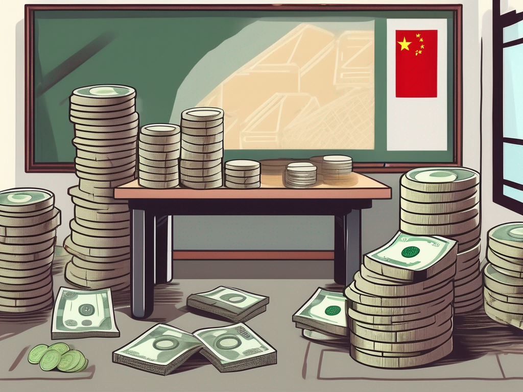 A classroom setting in china with a chalkboard